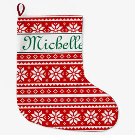 Grande Chaussette De Noël Nom personnalisé nordic Noël stocke