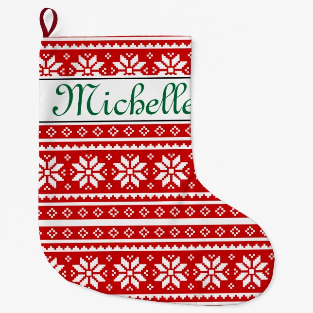 Grande Chaussette De Noël Nom personnalisé nordic Noël stocke (Devant)
