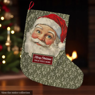 Grande Chaussette De Noël Nostalgale Santa Claus Noël Stocking sur mesure