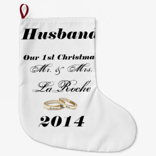 Grande Chaussette De Noël Notre M. personnalisable et Mme de premier Noël