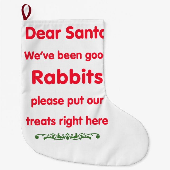 Grande Chaussette De Noël nous avons été de bons lapins (Devant)