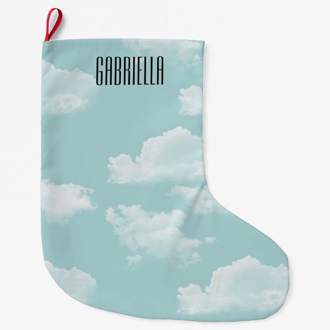 Grande Chaussette De Noël Nuages personnalisés (Devant)