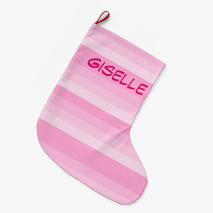Grande Chaussette De Noël Nuances de rayures roses Bas de Noël