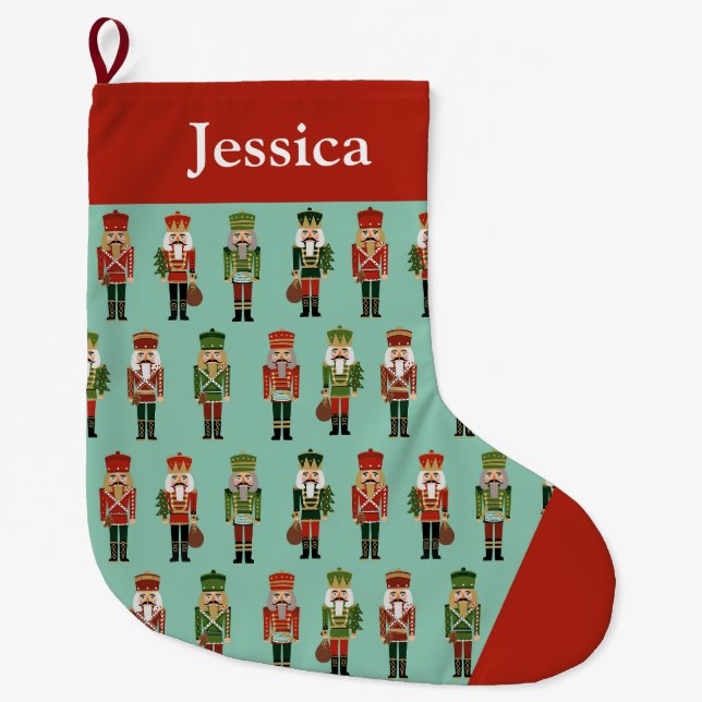 Grande Chaussette De Noël Nutcracker de noms personnalisés (Devant)