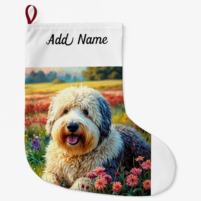 Grande Chaussette De Noël Old English Sheepdog (Devant)