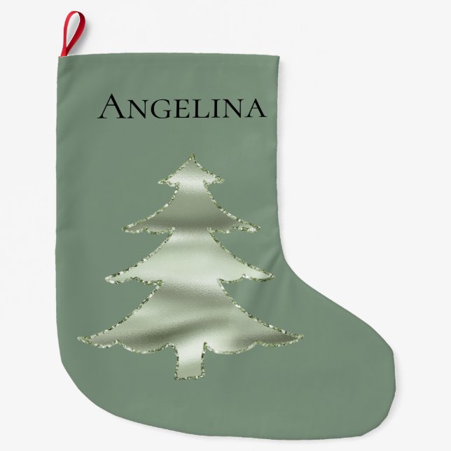 Grande Chaussette De Noël Olive Pistachio Menthe Green Christmas Tree (Devant)