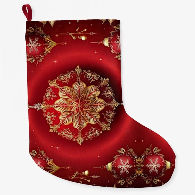 Grande Chaussette De Noël Ornements rouges Vacances Stocker (Devant)