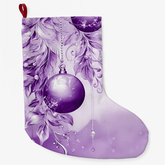 Grande Chaussette De Noël Ornements violets Noël Fête Stocker (Devant)
