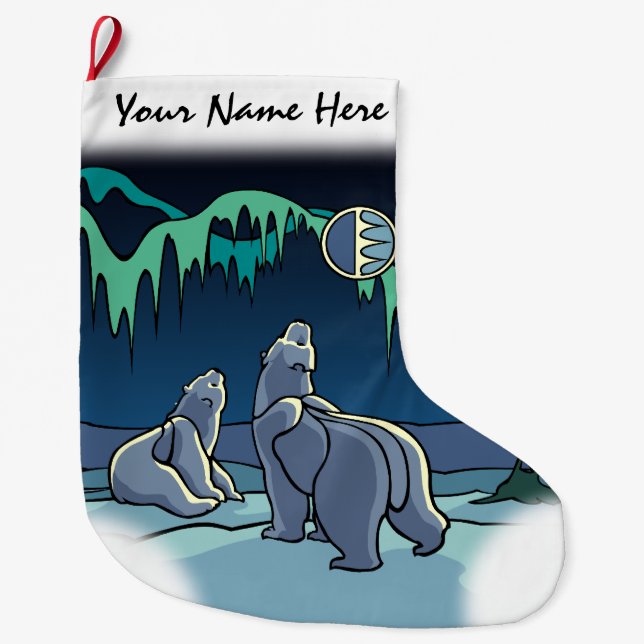 Grande Chaussette De Noël Ours Noël Stocker personnalisé Ours Cub Stocker (Devant)