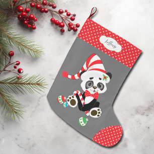 Grande Chaussette De Noël Ours panda de casquette de bas