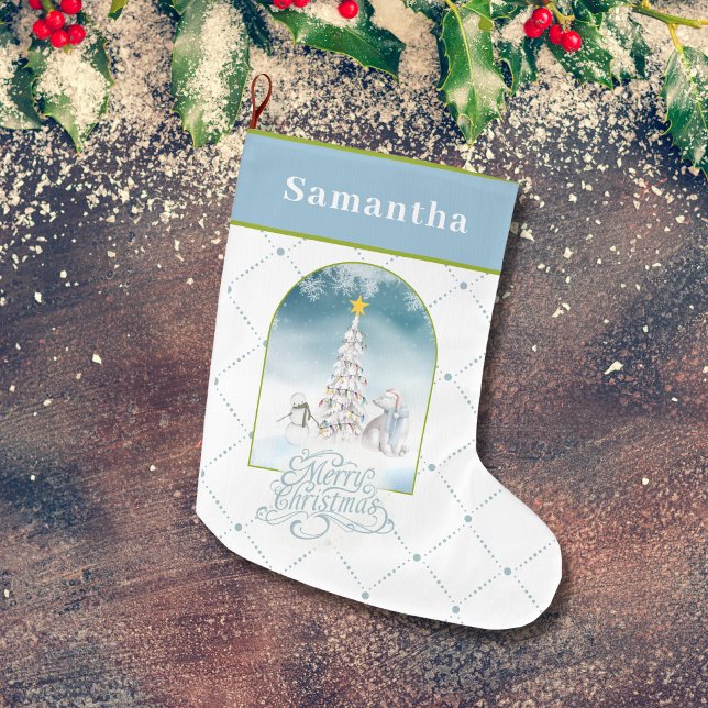 Grande Chaussette De Noël Ours polaire et étourdissement de Noël (Créateur téléchargé)