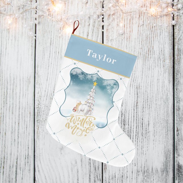 Grande Chaussette De Noël Ours polaire et manchot de Noël Stocker (Créateur téléchargé)