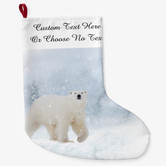 Grande Chaussette De Noël Ours polaire neige Hiver Forêt boisée Forêt de nei (Devant)