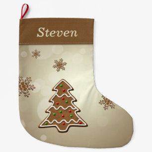 Grande Chaussette De Noël Pain d'épices Arbre de Noël