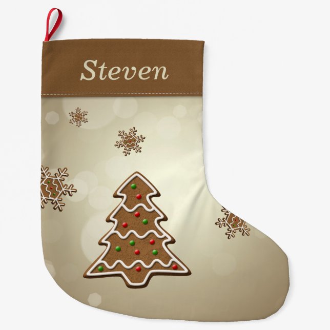 Grande Chaussette De Noël Pain d'épices Arbre de Noël (Devant)