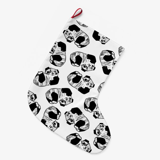Grande Chaussette De Noël Panda Play Christmas Stocker double face (Devant (Accrochage))