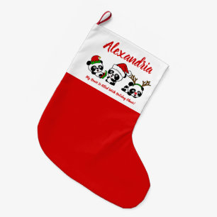 Grande Chaussette De Noël Pandas de Noël personnalisés