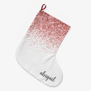 Grande Chaussette De Noël Parties scintillant de fille rose pâle Moderne Mo