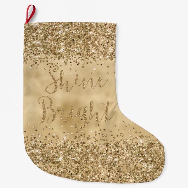 Grande Chaussette De Noël Parties scintillant d'or Confetti Sparkle Shine (Devant)