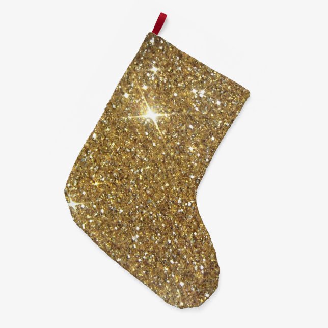 Grande Chaussette De Noël Parties scintillant Gold de luxe Imprimer (Devant (Accrochage))