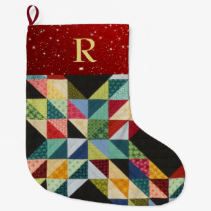 Grande Chaussette De Noël Patchwork MONOGRAM Noël Stocker traditionnel