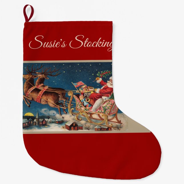 Grande Chaussette De Noël Patriot Père Noël (Devant)