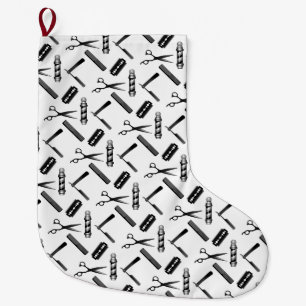 Grande Chaussette De Noël Patters de Black and White Barber