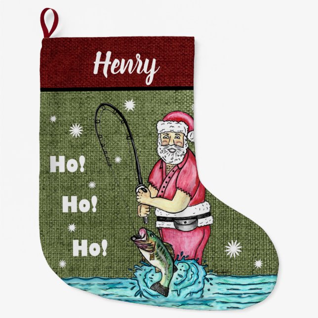 Grande Chaussette De Noël Pêche Santa Claus (Devant)