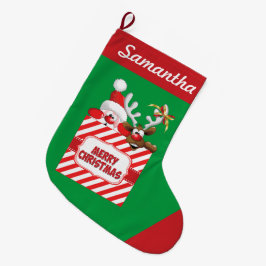 Grande Chaussette De Noël Pékin Père Noël n'Reindeer Stocking