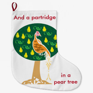 Grande Chaussette De Noël Perdrix dans un poirier