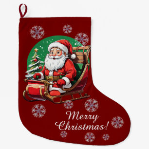 Grande Chaussette De Noël Père Noël de Noël dans les sourires