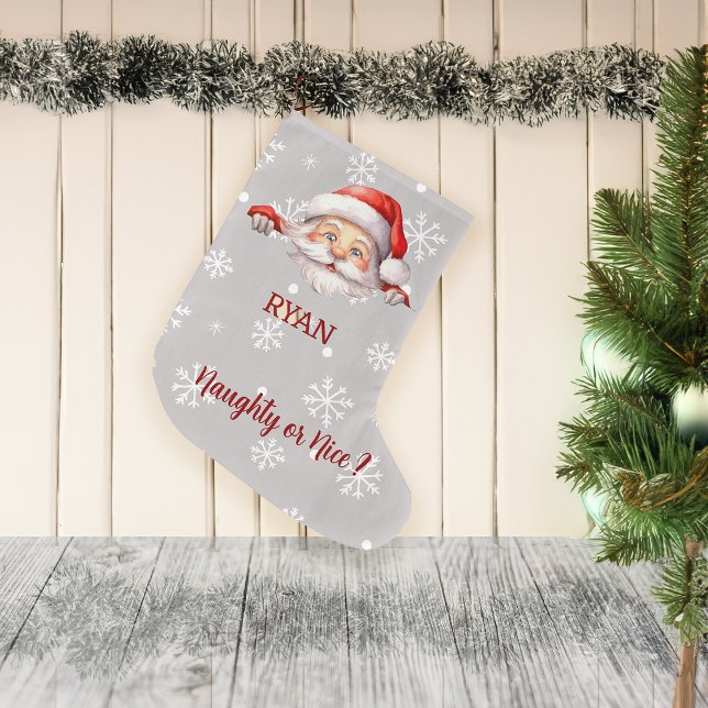Grande Chaussette De Noël Père Noël est ici Nom et message personnalisés (Créateur téléchargé)