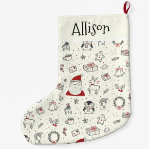 Grande Chaussette De Noël Père Noël, rudolph et plus de Motif