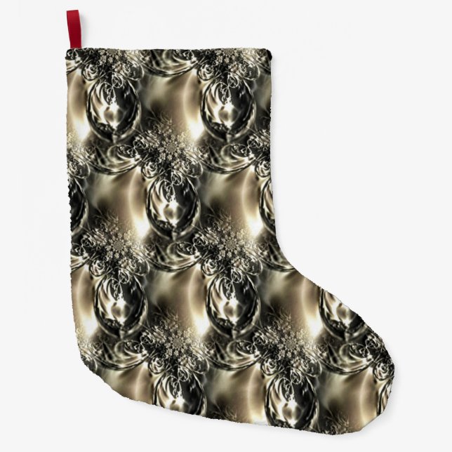 Grande Chaussette De Noël Perles dorées (Devant)