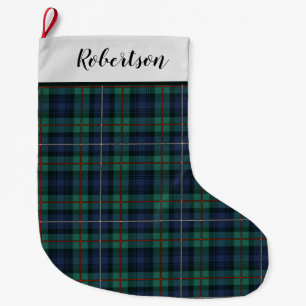 Grande Chaussette De Noël Personalisé vert pourpre Robertson Tartan