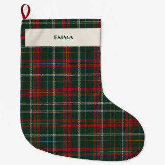 Grande Chaussette De Noël Personalized Classic Christmas Tartan Plaid Stocki