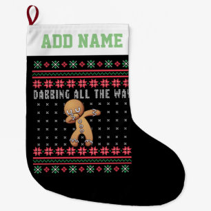 Grande Chaussette De Noël Personnalisé Dabbing Gingerbread Homme laide