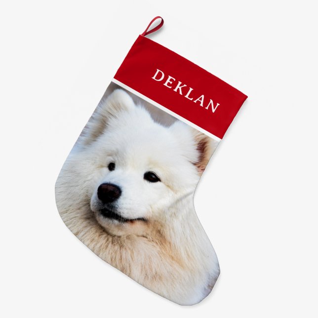 Grande Chaussette De Noël Personnalisé Pet Photo Rouge (Devant (Accrochage))