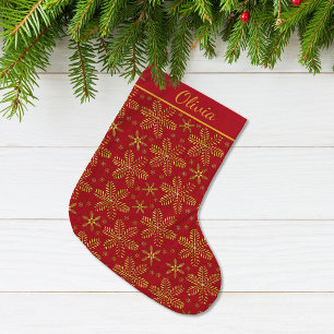 Grande Chaussette De Noël Personnalisé rouge et or