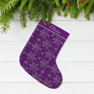 Grande Chaussette De Noël Personnalisé violet argenté
