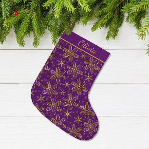 Grande Chaussette De Noël Personnalisé Violet et Or