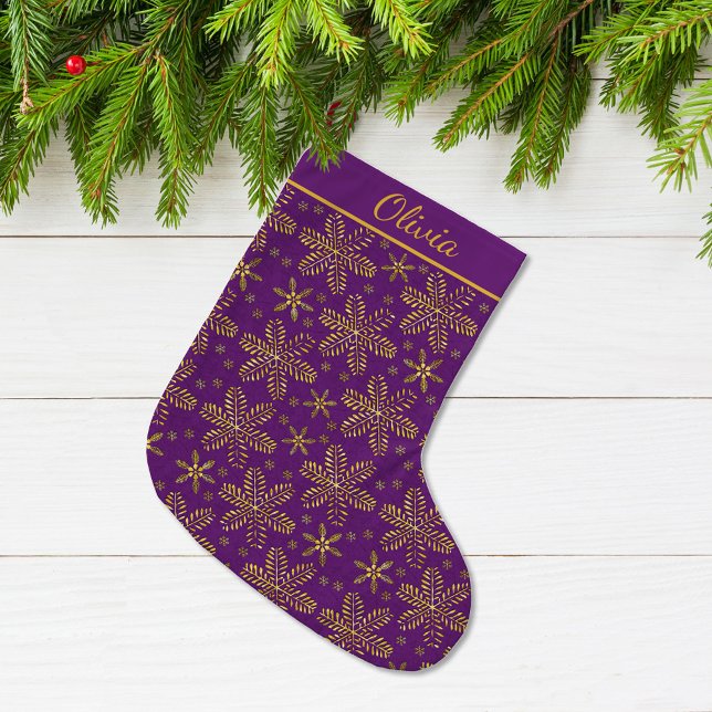 Grande Chaussette De Noël Personnalisé violet or (Créateur téléchargé)