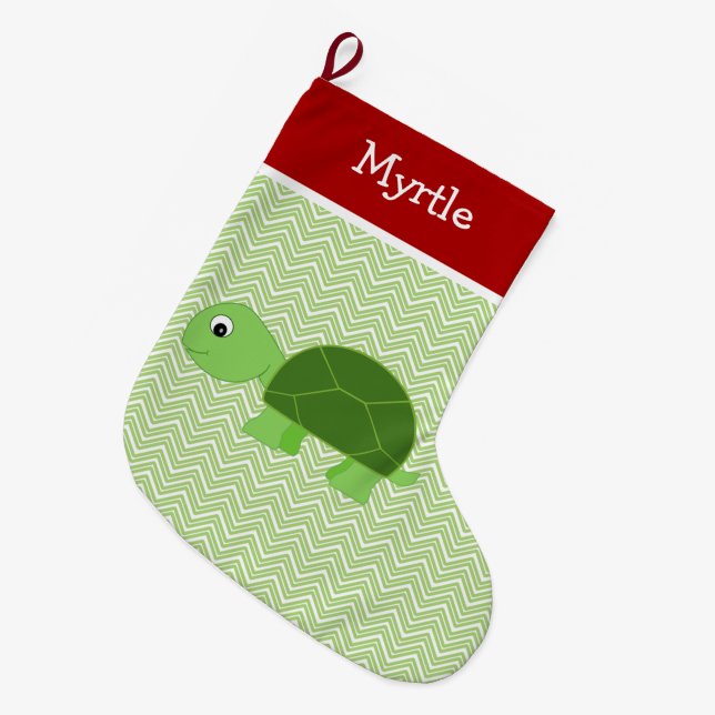 Grande Chaussette De Noël Pet Turtle Personnalisé (Devant (Accrochage))