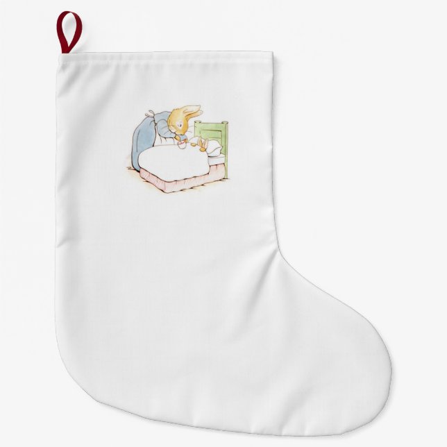 Grande Chaussette De Noël Peter Rabbit au lit (Être nourri par sa mère) (Devant)