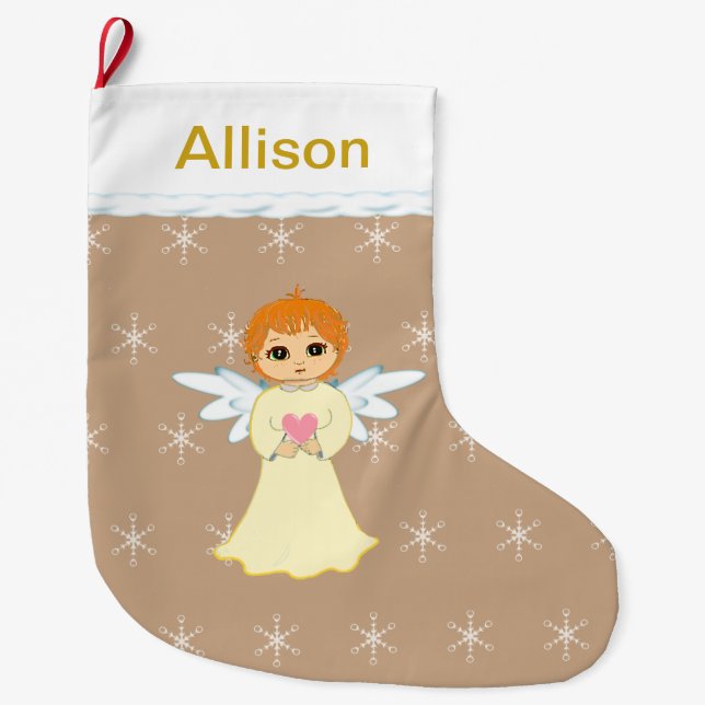 Grande Chaussette De Noël Petit ange mignon (Devant)