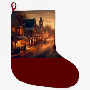 Grande Chaussette De Noël Petite ville de Noël 1