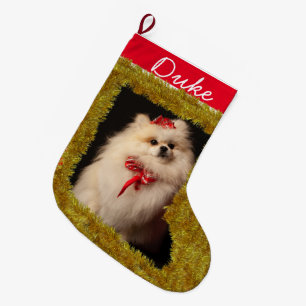 Grande Chaussette De Noël Photo personnalisée de l'animal de compagnie / Nom