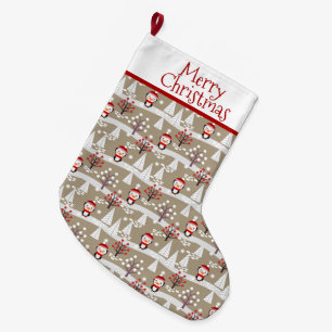 Grande Chaussette De Noël Pingouins et arbres de Noël