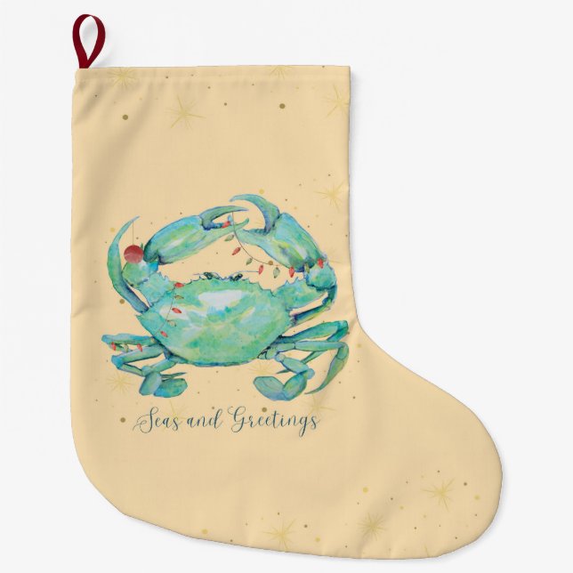 Grande Chaussette De Noël Plage de crabe de Noël (Devant)