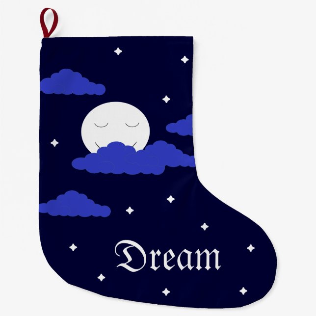 Grande Chaussette De Noël Pleine lune à Midnight & Stars (Devant)